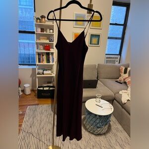 Quince eggplant purple washable silk midi dress